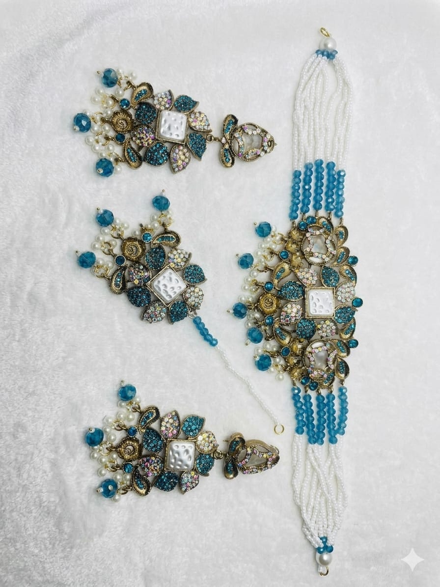 Light blue turkish chokar set
